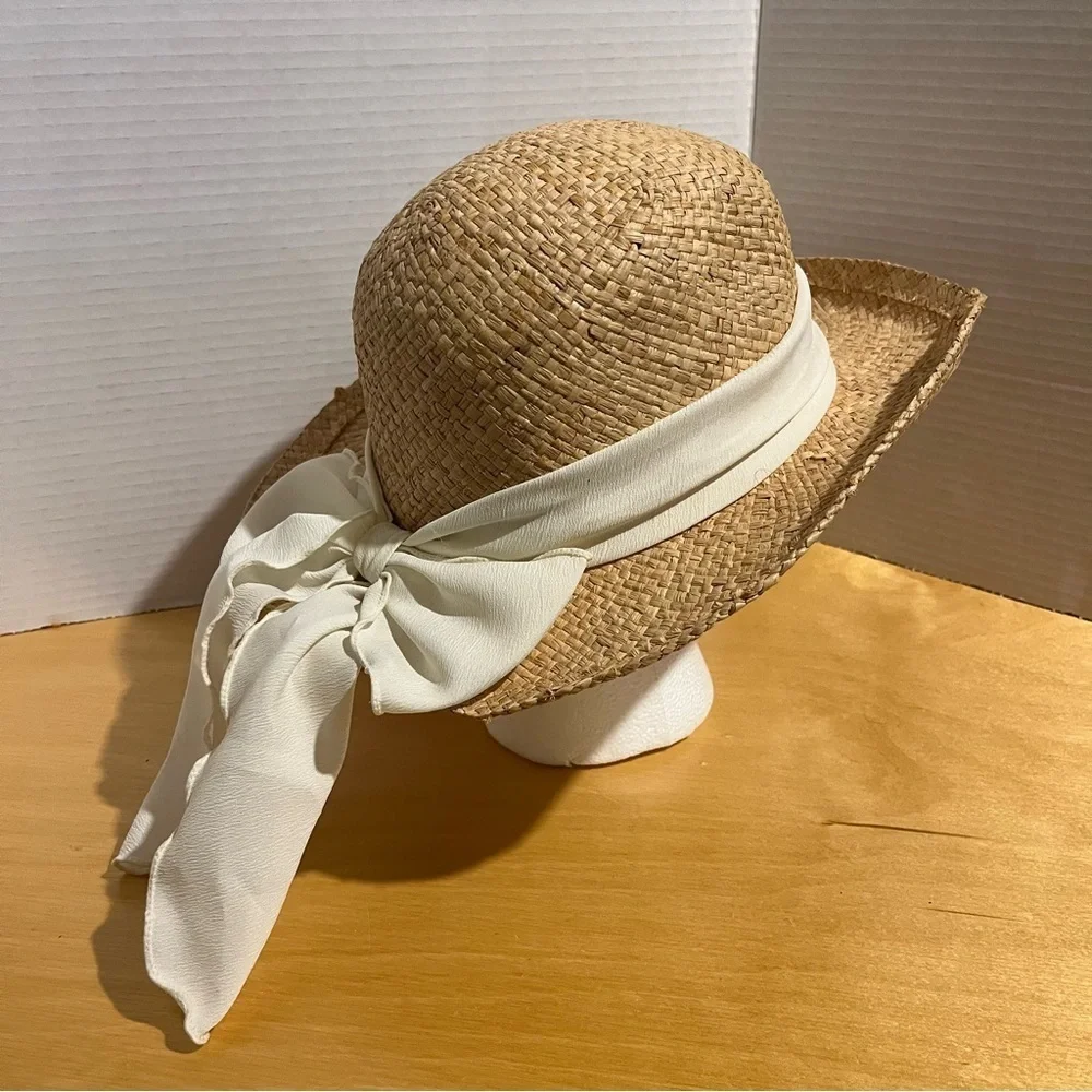 Foldable Travel Bow Ribbon Panama Hat Beach Straw Hats Sun Hat Women's Cap